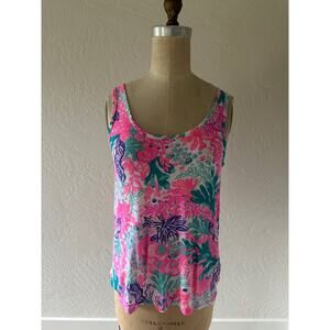 LILLY PULITZER | Womens PJ Knit Tank NEW Size Small Seaside Carnivale Knit Top